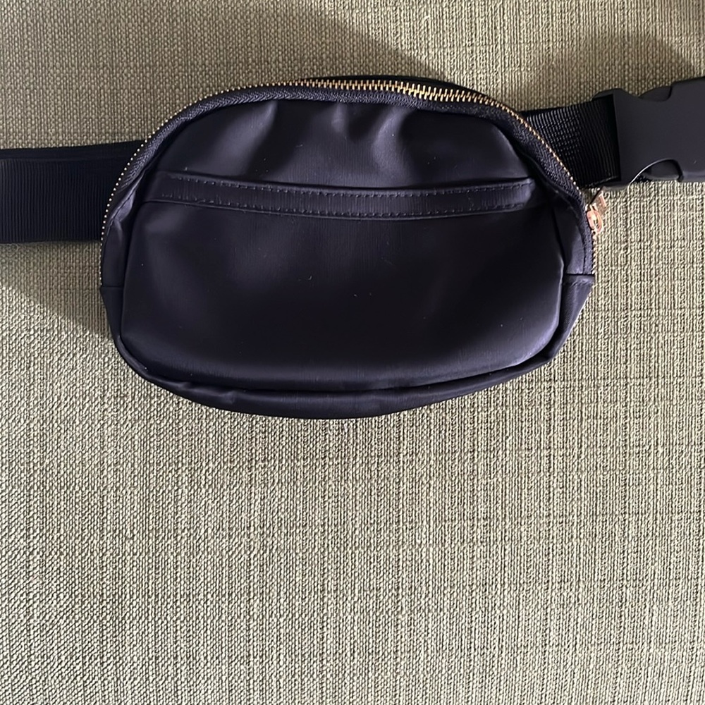 Black with Gold Zipper Belt Bag Cross Body Bag